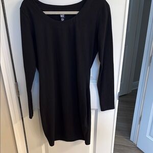 GAP sz L retro GAP 1980’s Black Sheath Dress above knee long Sleeve Scoop Neck